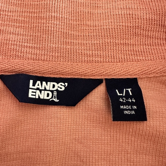 Lands End Mens LT Quarter Zip Sweater Large Tall Salmon - Picture 4 of 7